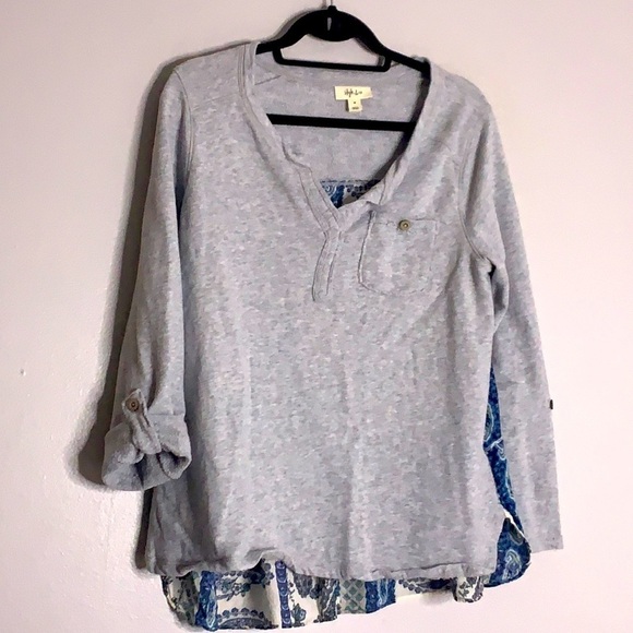 Style & Co gray rear Floral Paisley panel pullover top woman’s medium - Picture 2 of 5